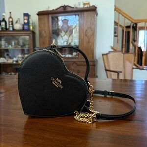 Coach Black Heart Mini Bag with Gold Accents